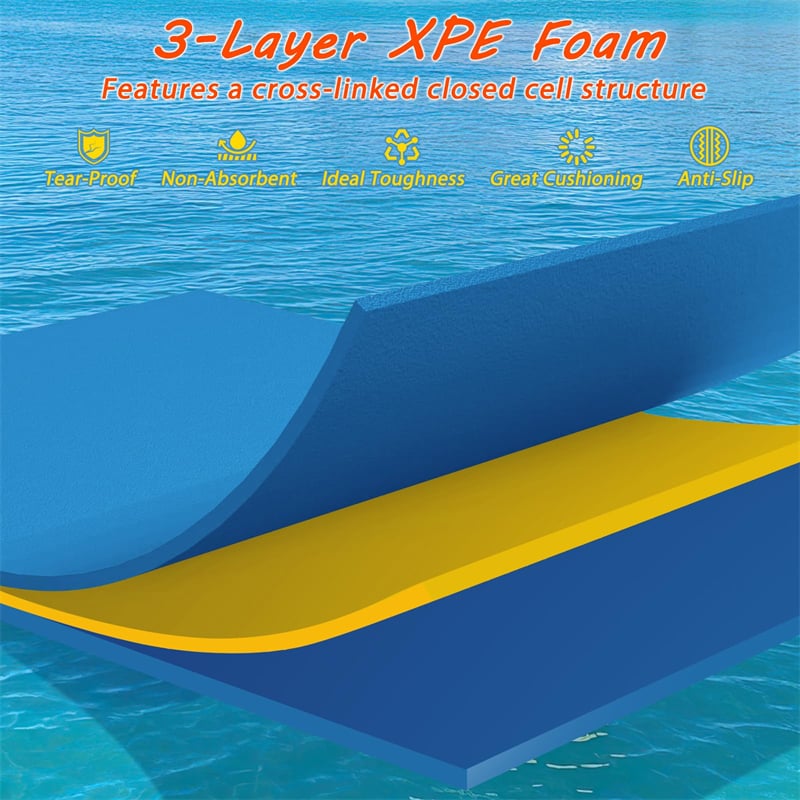 87" x 36" Floating Water Mat Pad, 3-Layer XPE Foam Water Pad/Pool Mat/Lounger Floating Island for River Lake Ocean