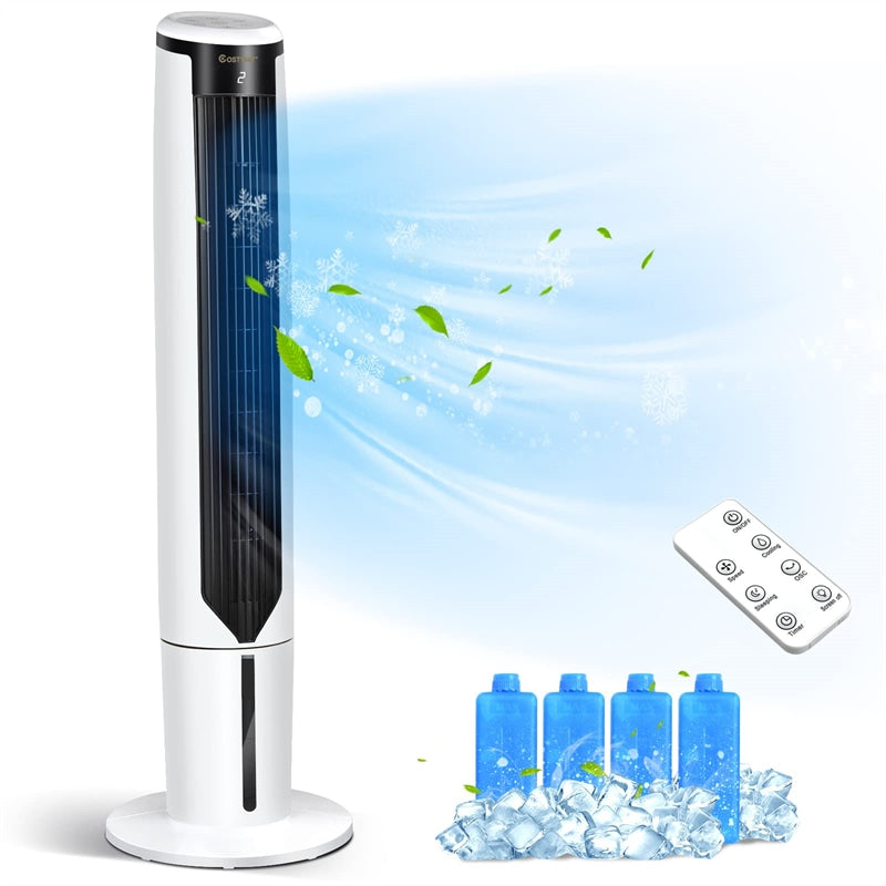 41" Portable Evaporative Air Cooler, 3-in-1 Quiet Oscillating Tower Fan w/ Remote, 3 Modes & 9H Timer, Bladeless Swamp Cooler for Home Office, Bedroom