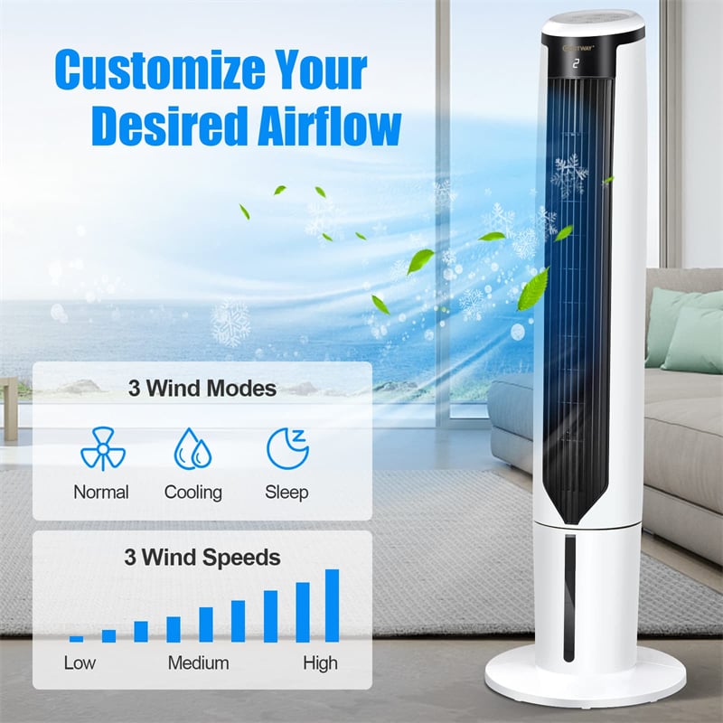3-in-1 Evaporative Air Cooler, 41" Portable Bladeless Tower Cooling Fan with Remote, 3 Modes, 9H Timer & Quiet for Bedroom, Office