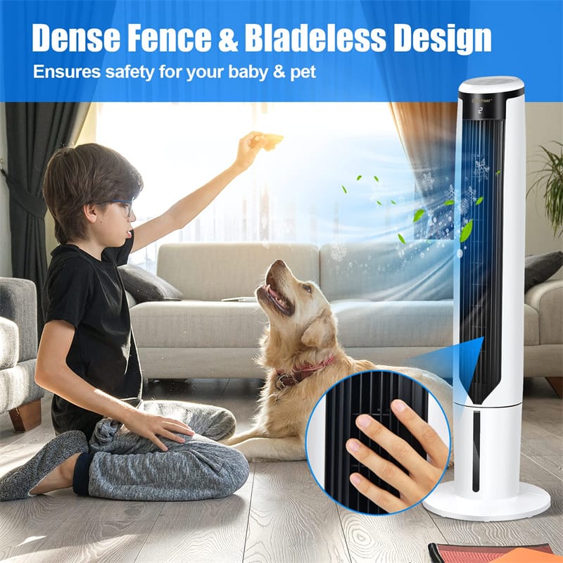 3-in-1 Evaporative Air Cooler, 41" Portable Bladeless Tower Cooling Fan with Remote, 3 Modes, 9H Timer & Quiet for Bedroom, Office