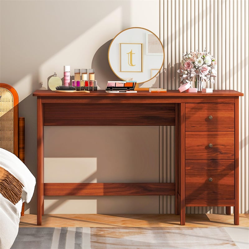 Computer Desk with 3 Storage Drawers, 48" Modern Home Office Desk with Spacious Desktop, Compact Study Writing Desk Workstation for Bedroom