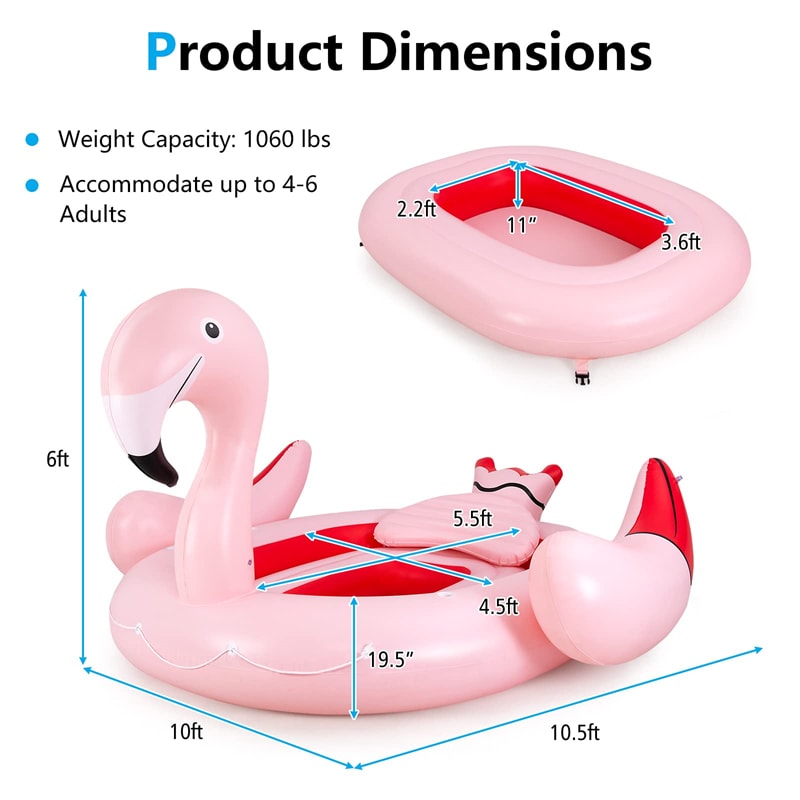 4-6 Person Giant Pool Float, Inflatable Floating Island with Electric Pump & Cup Holders for Pool, Lake, Beach Parties