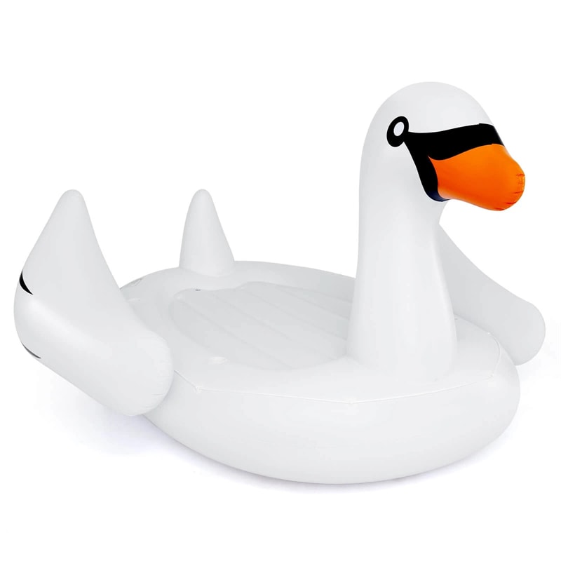 4-6 Person Giant Pool Float, Inflatable Floating Island with Electric Pump & Cup Holders for Pool, Lake, Beach Parties