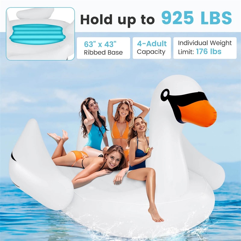 4-6 Person Giant Pool Float, Inflatable Floating Island with Electric Pump & Cup Holders for Pool, Lake, Beach Parties