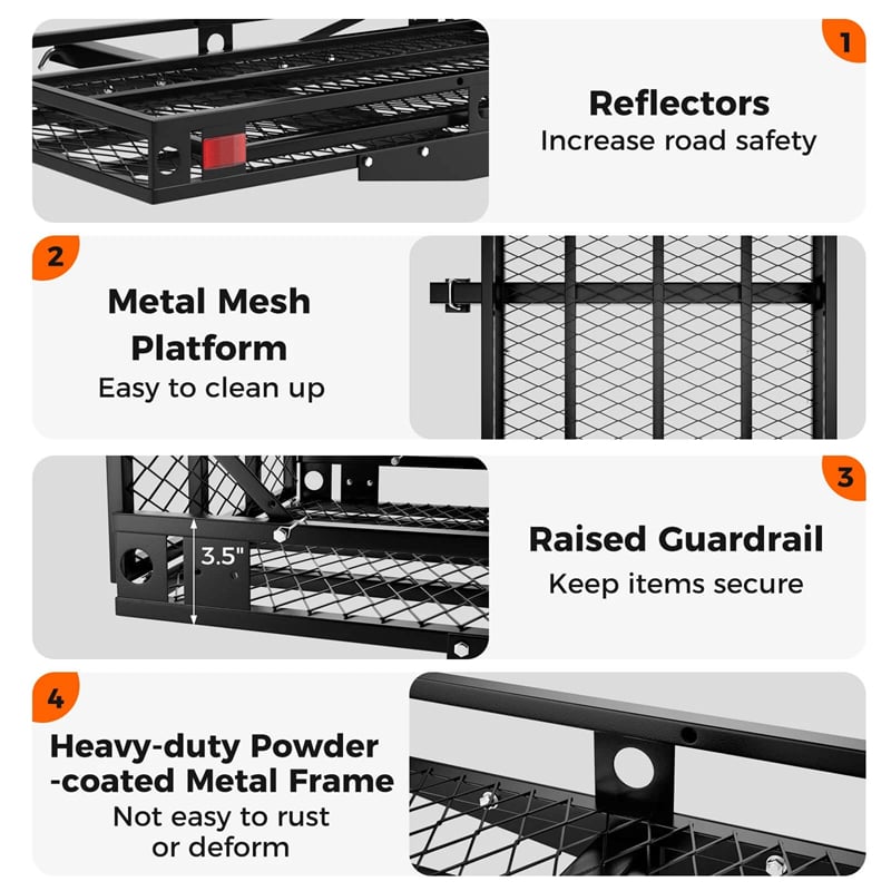 500 LBS Hitch Mount Mobility Scooter Carrier, Heavy-Duty Wheelchair Cargo Rack with Foldable Ramp, Stabilizer & Tie Down Straps, Fits 2" Receiver