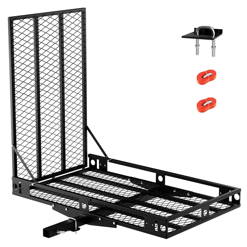 500 LBS Hitch Mount Mobility Scooter Carrier, Heavy-Duty Wheelchair Cargo Rack with Foldable Ramp, Stabilizer & Tie Down Straps, Fits 2" Receiver