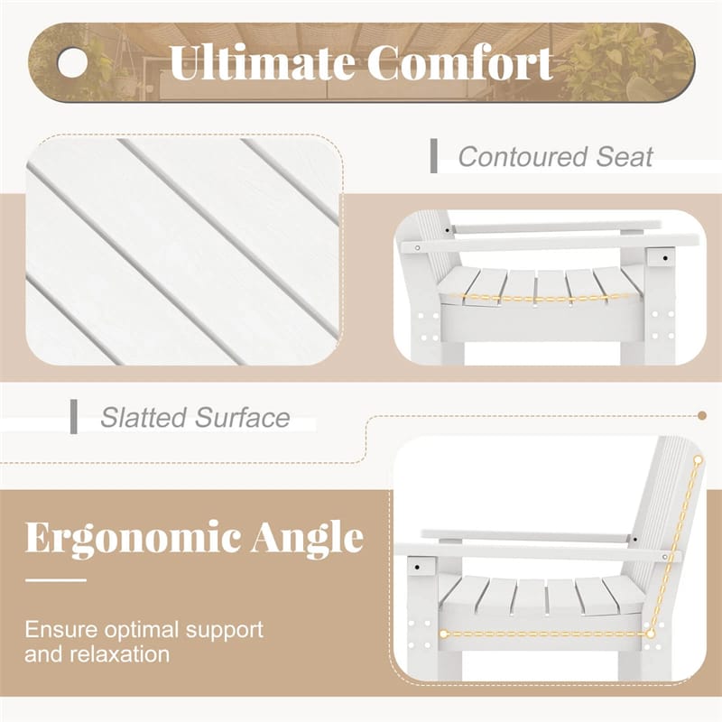 52" HDPE 2-Person Outdoor Patio Bench All-Weather Garden Park Bench Porch Loveseat Chair with Backrest & Armrests