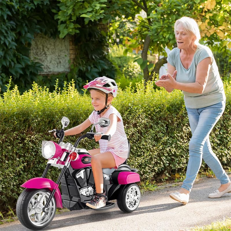 3 Wheel Kids Ride on Chopper-Style Motorcycle, 6V Battery Powered Kids Motorbike Trike Toy with Horn & Headlight