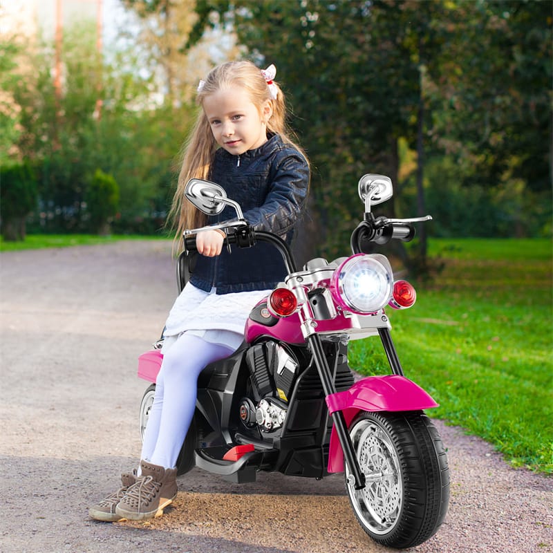 3 Wheel Kids Ride on Chopper-Style Motorcycle, 6V Battery Powered Kids Motorbike Trike Toy with Horn & Headlight