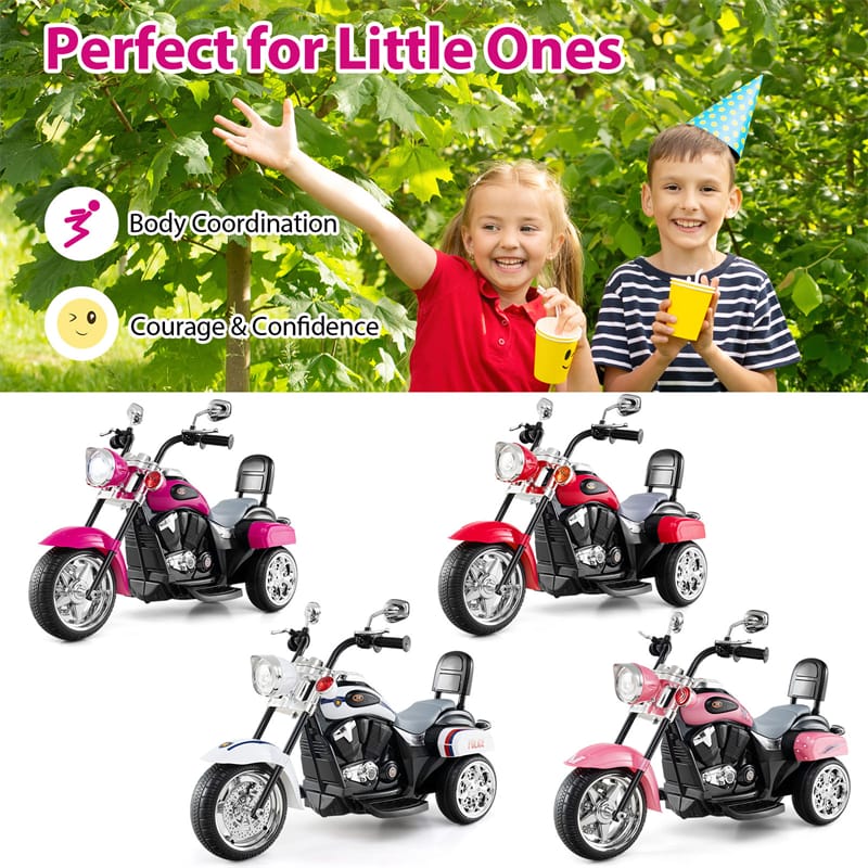 3 Wheel Kids Ride on Chopper-Style Motorcycle, 6V Battery Powered Kids Motorbike Trike Toy with Horn & Headlight