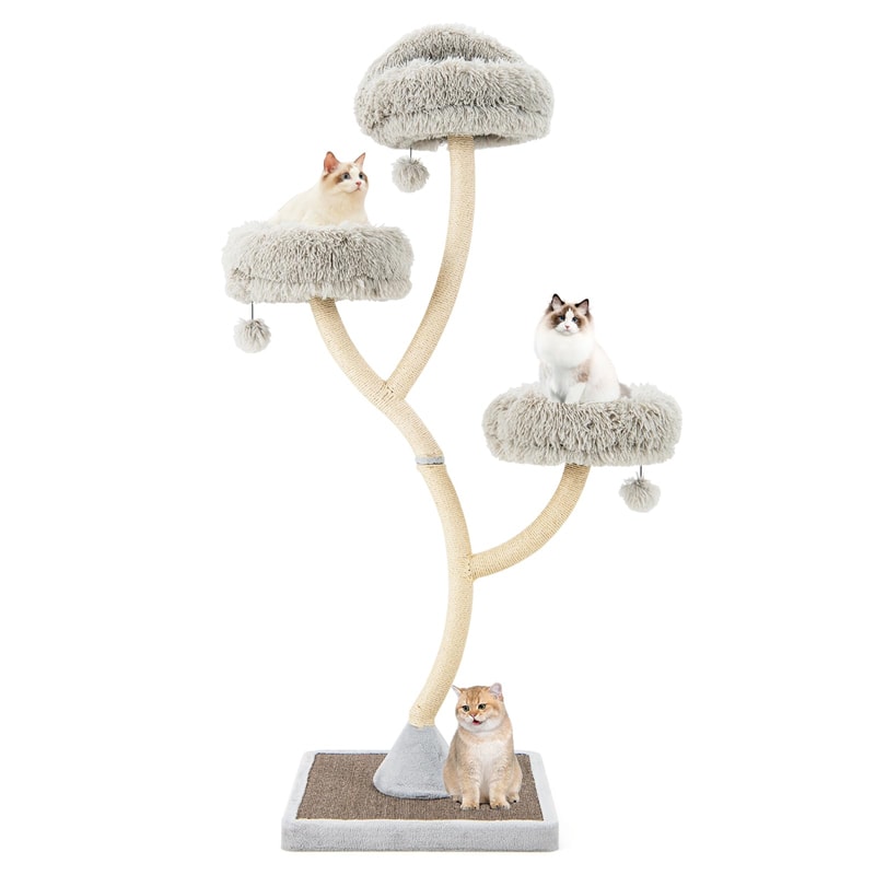 70" Tall Cat Tree Tower for Large Adult Cats, Multi-Level Kitten Activity Center with 3 Perches, Sisal Scratching Posts & Dangling Balls