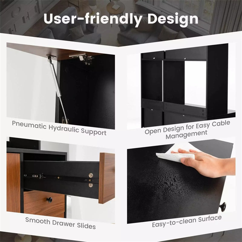 71" Kitchen Buffet Hutch Storage Cabinet Microwave Cupboard, Freestanding Pantry with 3 Cabinets & Drawers, Adjustable Shelves