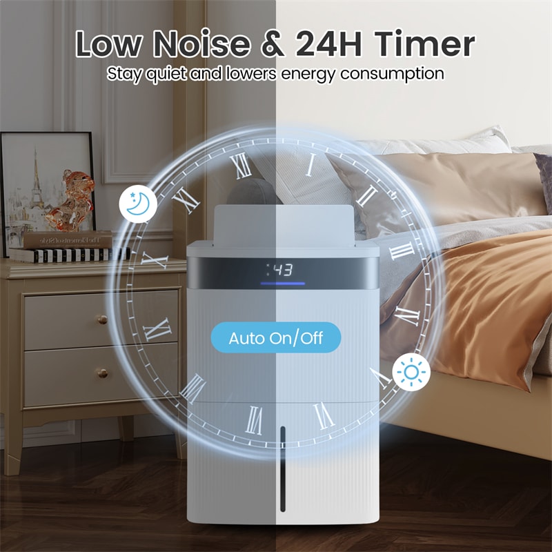 74 Pints Dehumidifier for Home & Basement, 4500 Sq.Ft Portable Dehumidifier with Drain Hose, 24H Timer, 3-Color Indicator, Auto Defrost for Bathroom