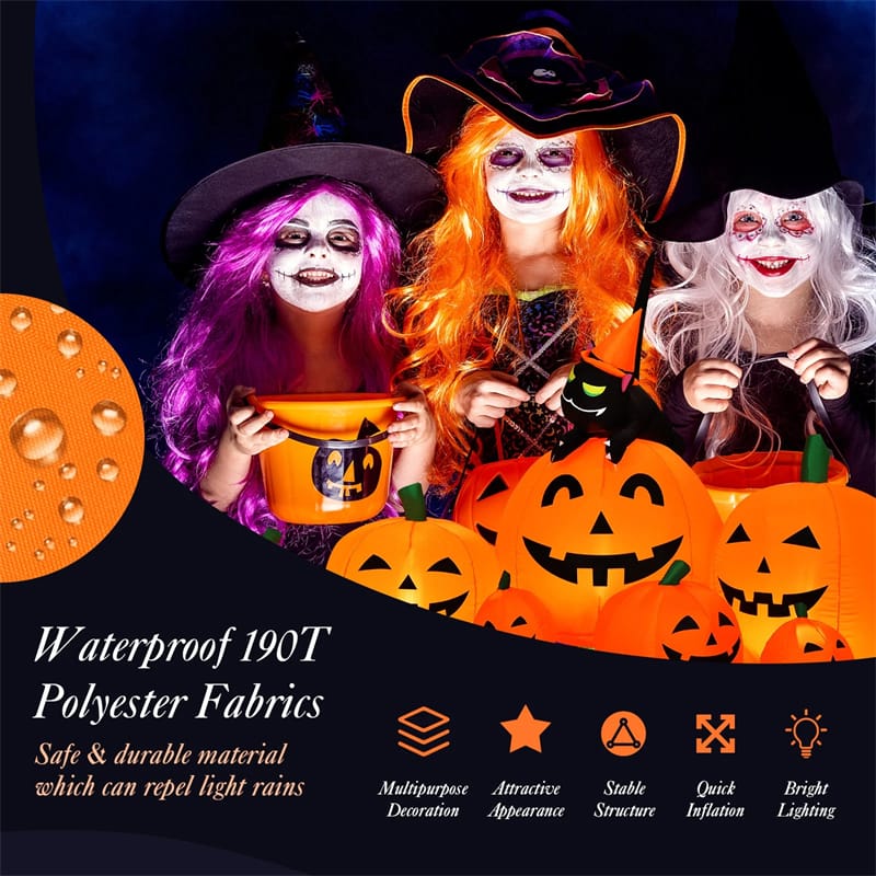 7.5 FT Halloween Inflatable Pumpkin Combo with Witch Black Cat, LED Lights & Blower, Waterproof Blow-up Holiday Decor for Outdoor Yard Haunted House