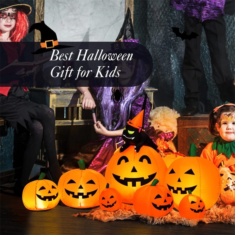 7.5 FT Halloween Inflatable Pumpkin Combo with Witch Black Cat, LED Lights & Blower, Waterproof Blow-up Holiday Decor for Outdoor Yard Haunted House