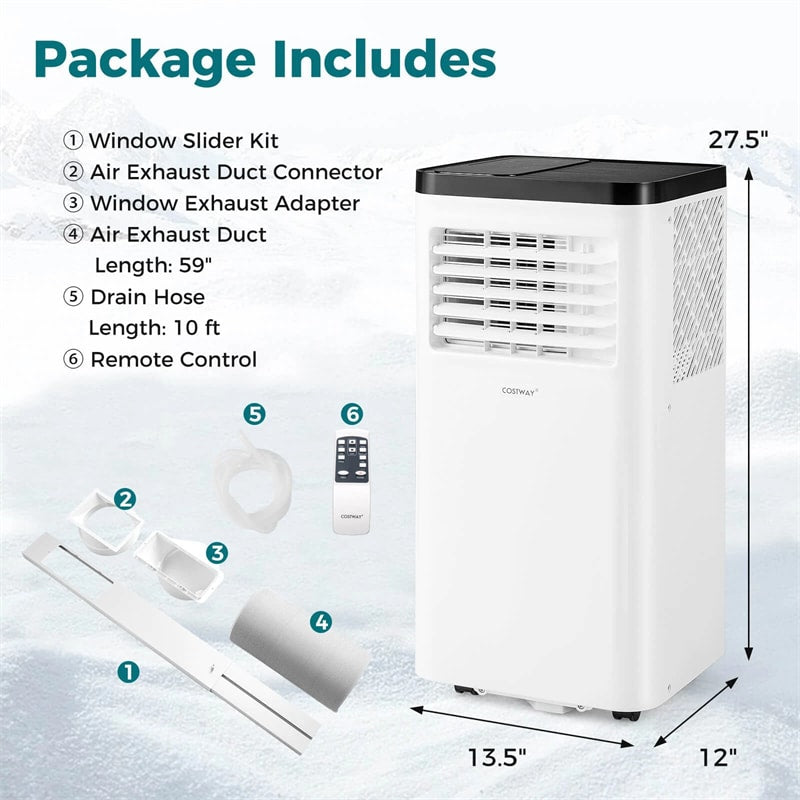 8000 BTU Portable Air Conditioner, 3-in-1 AC Unit, Fan & Dehumidifier with Sleep Mode, 24H Timer & Window Kit for Rooms up to 350 Sq. Ft