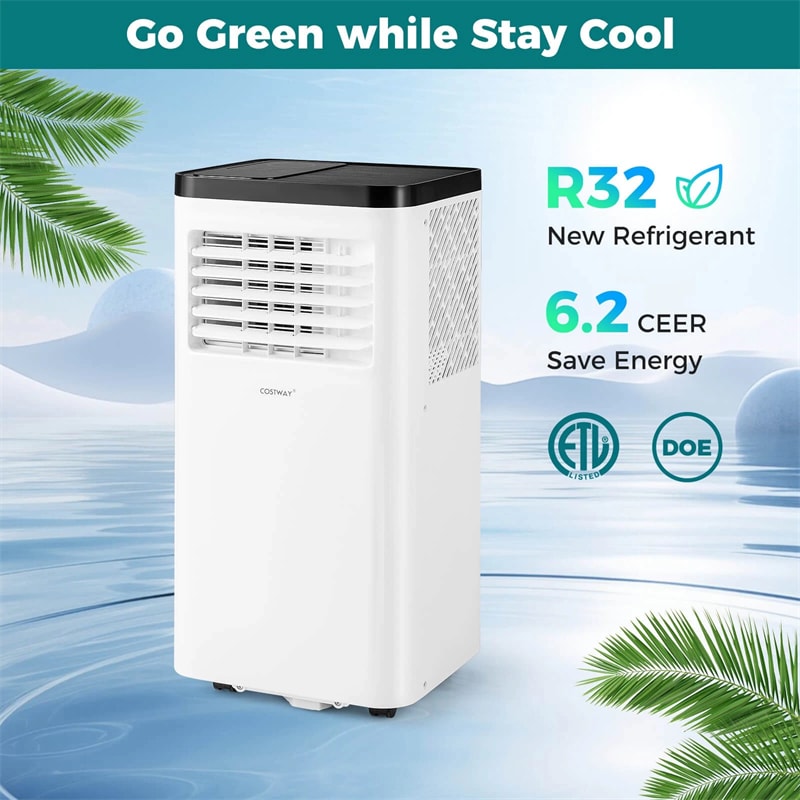 8000 BTU Portable Air Conditioner, 3-in-1 AC Unit, Fan & Dehumidifier with Sleep Mode, 24H Timer & Window Kit for Rooms up to 350 Sq. Ft