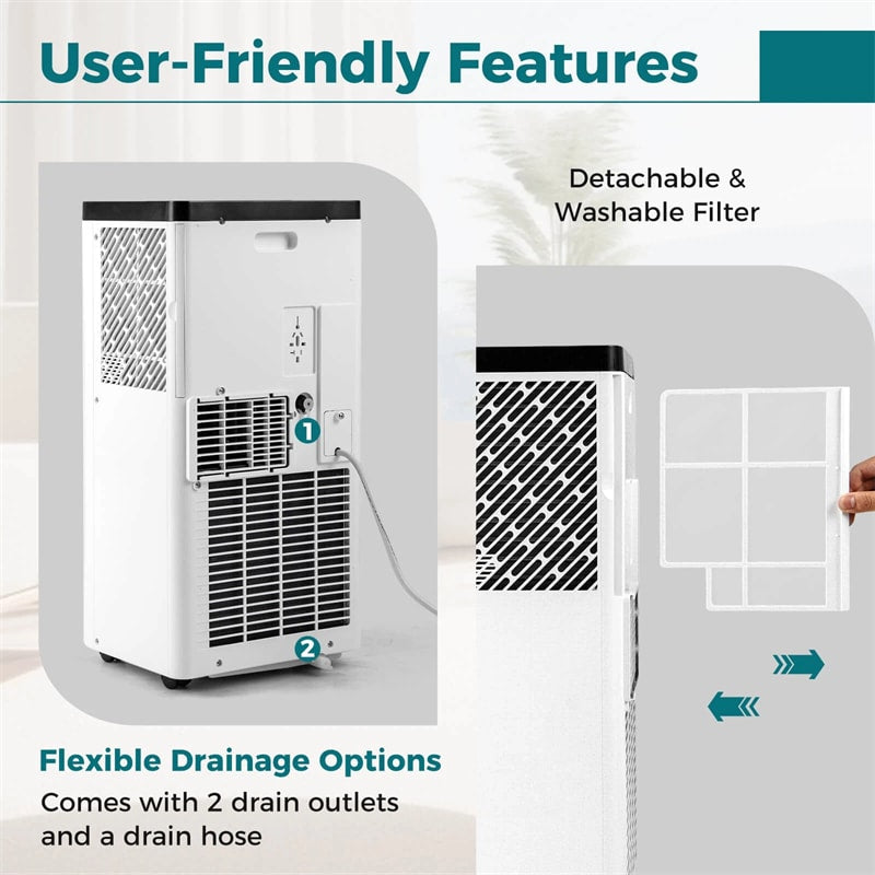 8000 BTU Portable Air Conditioner, 3-in-1 AC Unit, Fan & Dehumidifier with Sleep Mode, 24H Timer & Window Kit for Rooms up to 350 Sq. Ft