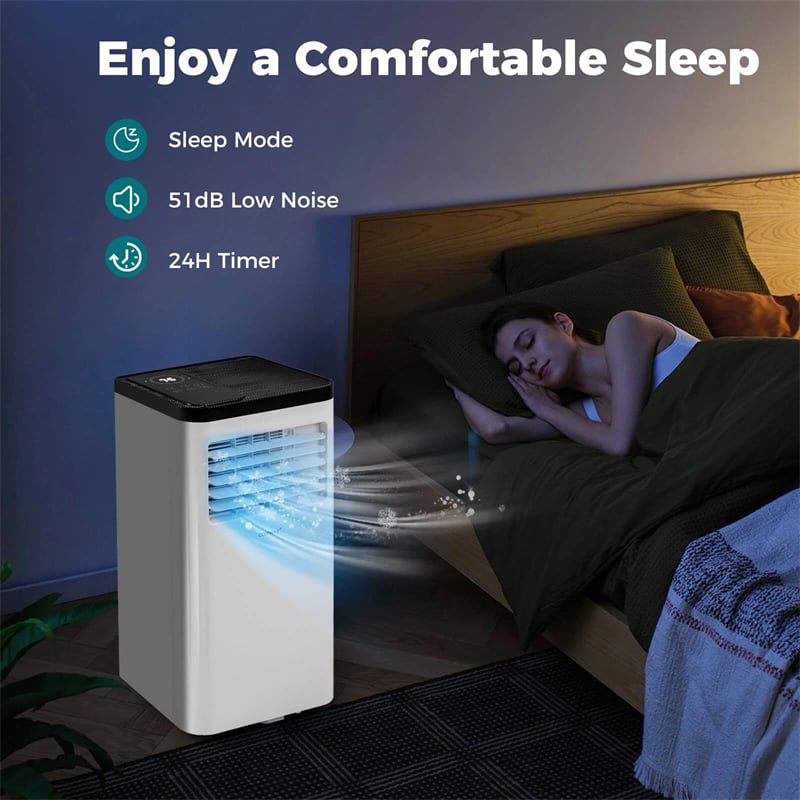 8000 BTU Portable Air Conditioner, 3-in-1 AC Unit, Fan & Dehumidifier with Sleep Mode, 24H Timer & Window Kit for Rooms up to 350 Sq. Ft