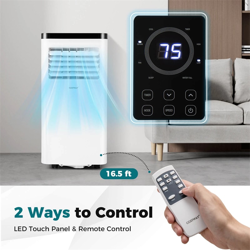 8000 BTU Portable Air Conditioner, 3-in-1 AC Unit, Fan & Dehumidifier with Sleep Mode, 24H Timer & Window Kit for Rooms up to 350 Sq. Ft