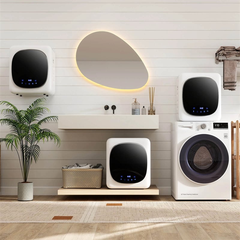 1.5 cu.ft Portable Clothes Dryer, 800W Electric Compact Laundry Dryer with Stainless Steel Tub & LED Touch Panel for Apartment, Dorm & RV