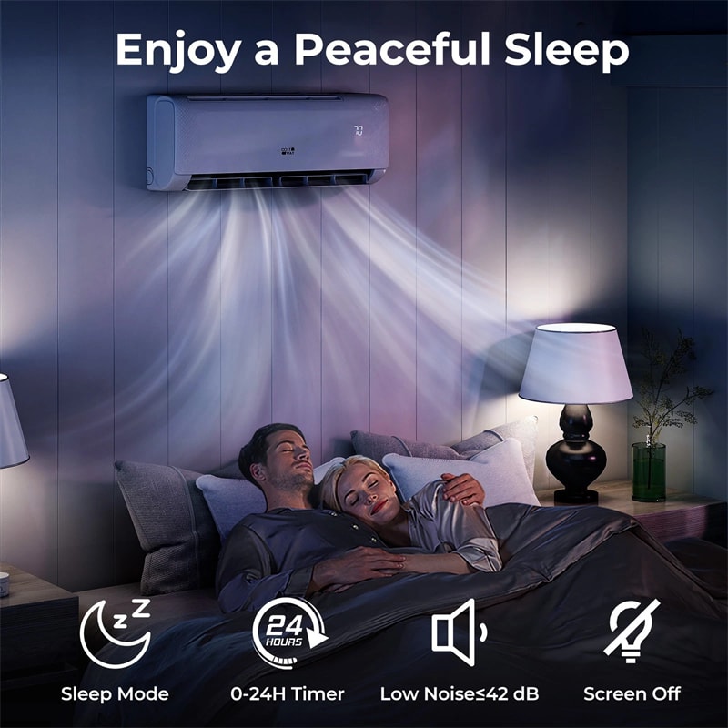 9100 BTU WiFi Mini Split Air Conditioner with Heat Pump, 20.5 SEER2 115V Alexa Inverter Ductless Split AC w/Remote for 450 Sq.Ft Room, Airtural Series