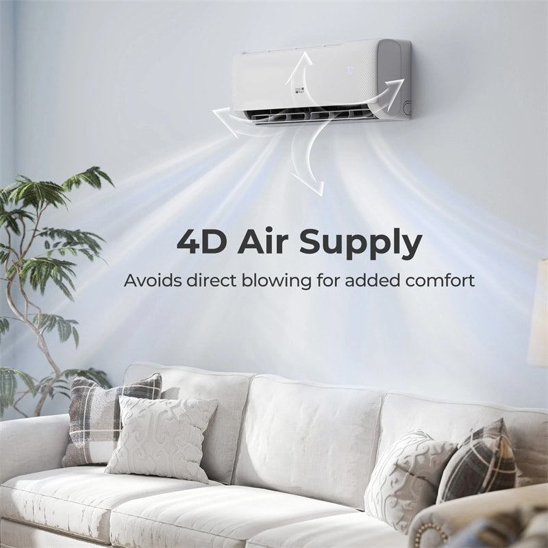 9100 BTU WiFi Mini Split Air Conditioner with Heat Pump, 20.5 SEER2 115V Alexa Inverter Ductless Split AC w/Remote for 450 Sq.Ft Room, Airtural Series
