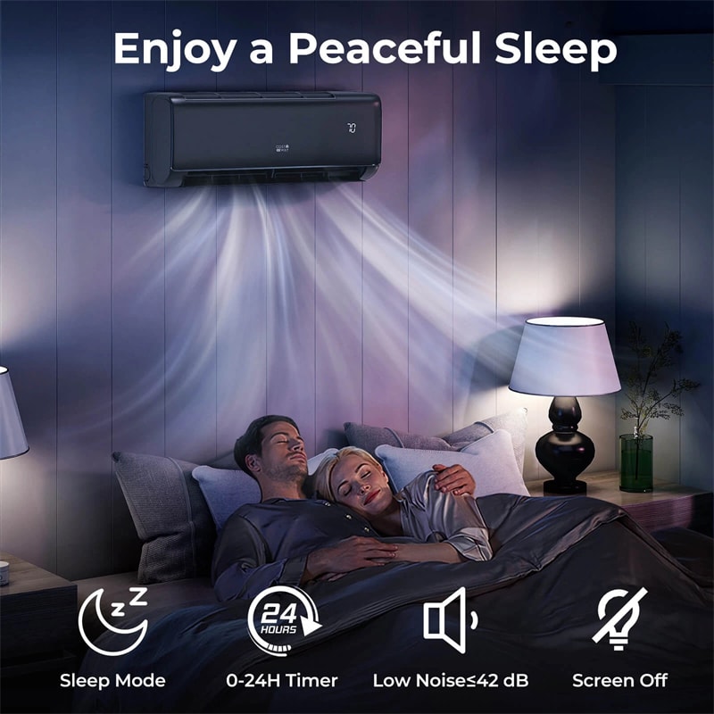 9100 BTU WiFi Mini Split Air Conditioner & Heater, 20.5 SEER2 115V Inverter Heat Pump System for Rooms Up to 450 Sq.Ft, Compatible with Alexa