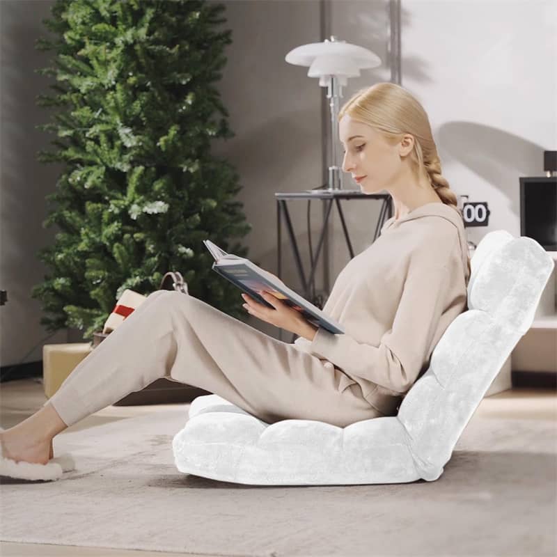 Memory Foam Floor Chair, 14-Position Adjustable Folding Gaming Sofa Chair with Back Support, Chaise Lounge Sleeper Bed Couch Recliner