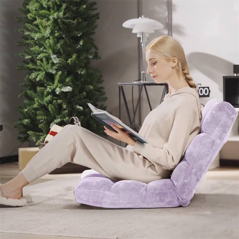 Memory Foam Floor Chair, 14-Position Adjustable Folding Gaming Sofa Chair with Back Support, Chaise Lounge Sleeper Bed Couch Recliner