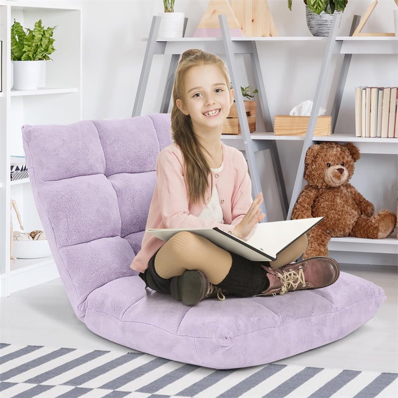 Memory Foam Floor Chair, 14-Position Adjustable Folding Gaming Sofa Chair with Back Support, Chaise Lounge Sleeper Bed Couch Recliner