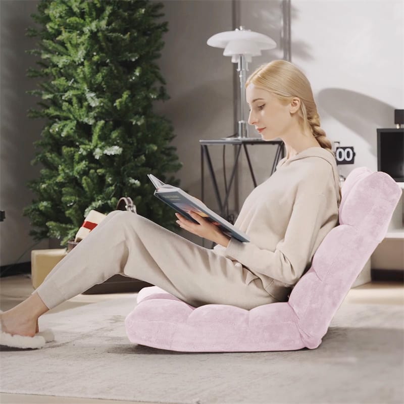 Memory Foam Floor Chair, 14-Position Adjustable Folding Gaming Sofa Chair with Back Support, Chaise Lounge Sleeper Bed Couch Recliner