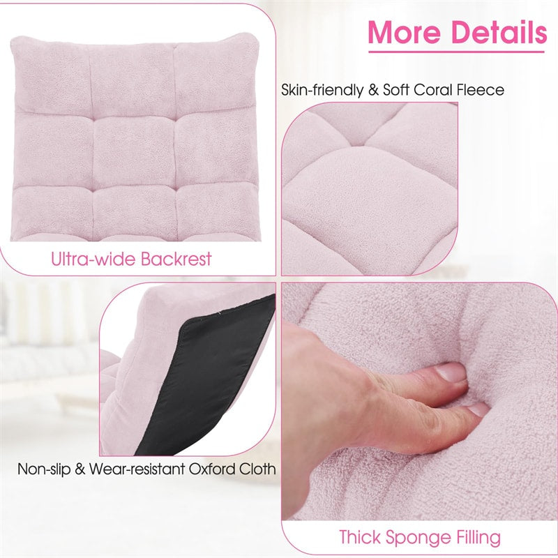 Memory Foam Floor Chair, 14-Position Adjustable Folding Gaming Sofa Chair with Back Support, Chaise Lounge Sleeper Bed Couch Recliner