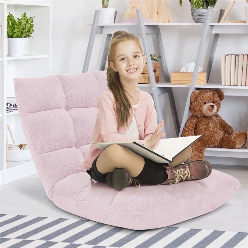 Memory Foam Floor Chair, 14-Position Adjustable Folding Gaming Sofa Chair with Back Support, Chaise Lounge Sleeper Bed Couch Recliner