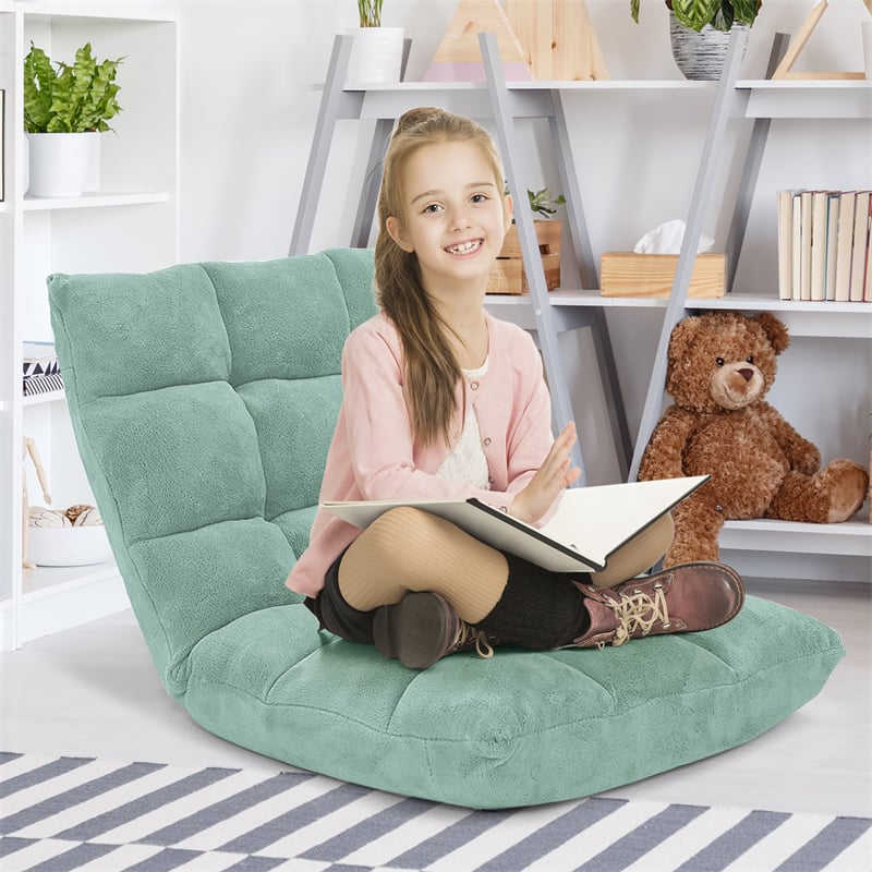 Memory Foam Floor Chair, 14-Position Adjustable Folding Gaming Sofa Chair with Back Support, Chaise Lounge Sleeper Bed Couch Recliner