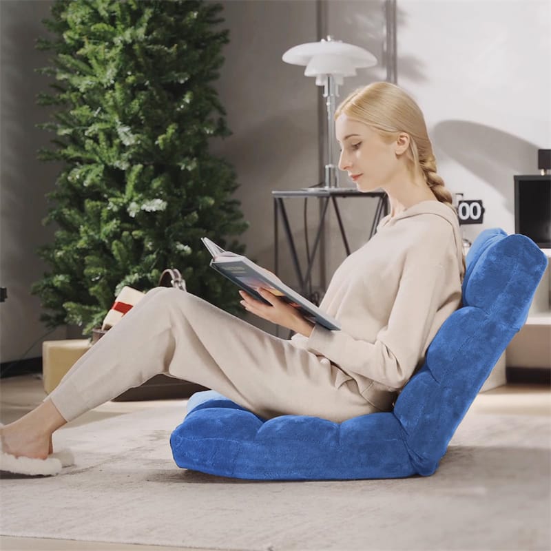 Memory Foam Floor Chair, 14-Position Adjustable Folding Gaming Sofa Chair with Back Support, Chaise Lounge Sleeper Bed Couch Recliner