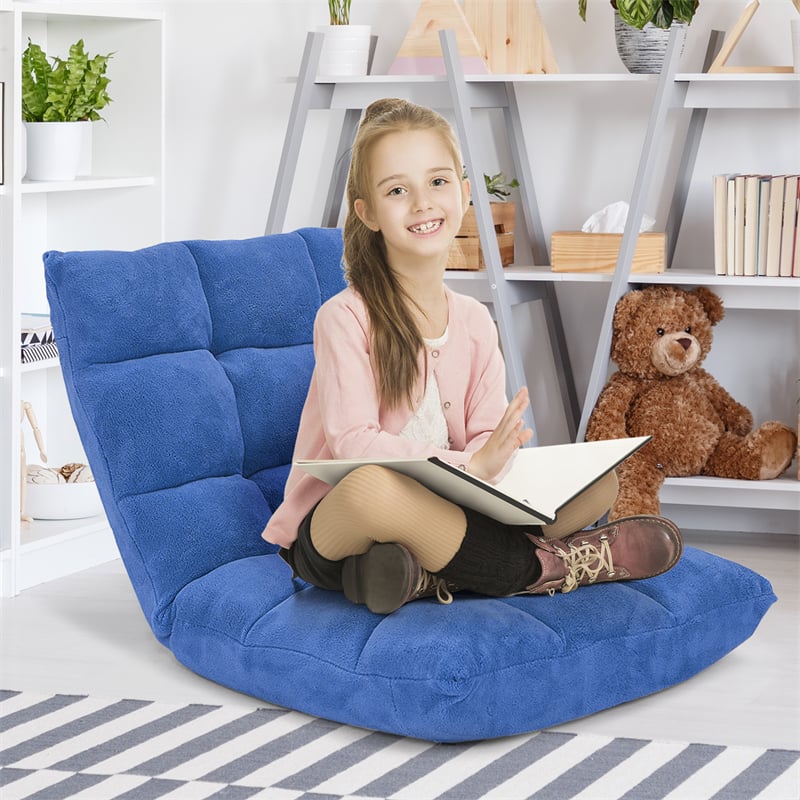 Memory Foam Floor Chair, 14-Position Adjustable Folding Gaming Sofa Chair with Back Support, Chaise Lounge Sleeper Bed Couch Recliner
