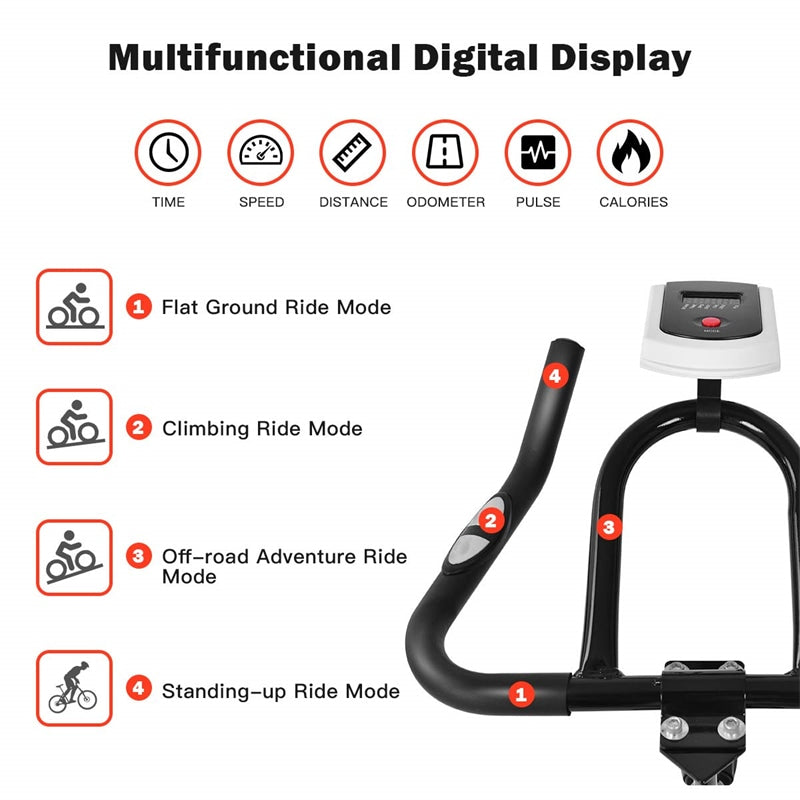 Adjustable Indoor Exercise Cycling Bike with LCD Electronic Meter, Heart Rate Sensor & Comfort Seat for Home Cardio, Gym Workout