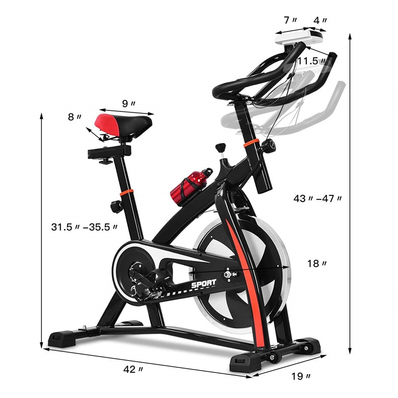 Adjustable Indoor Exercise Cycling Bike with LCD Electronic Meter, Heart Rate Sensor & Comfort Seat for Home Cardio, Gym Workout