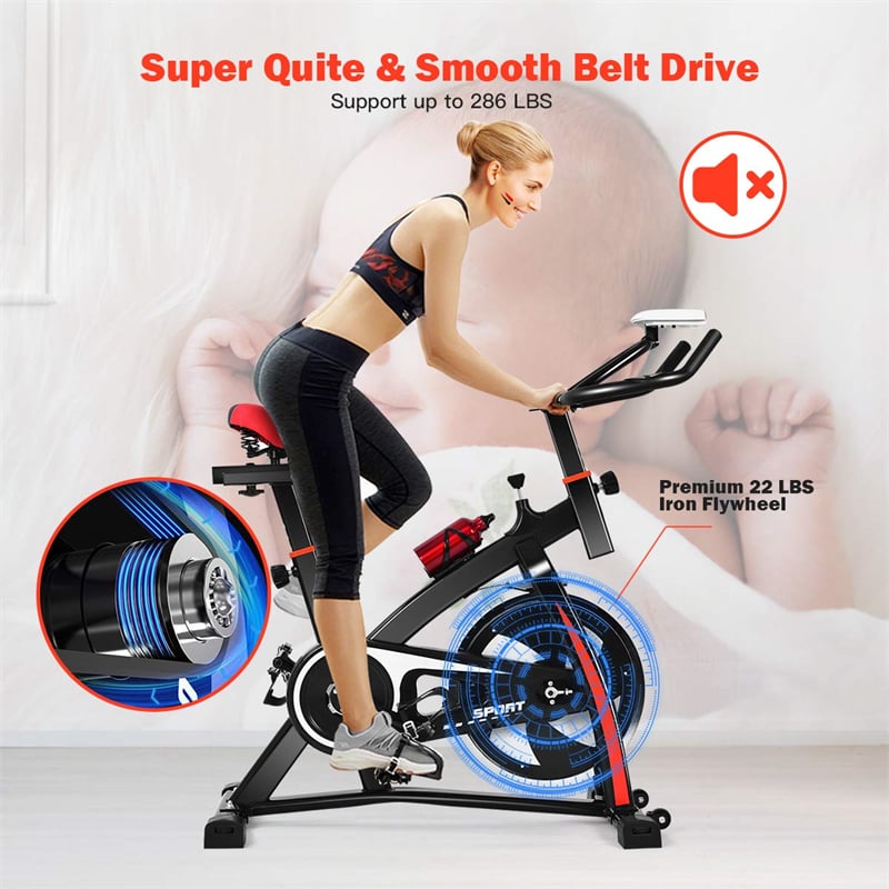 Adjustable Indoor Exercise Cycling Bike with LCD Electronic Meter, Heart Rate Sensor & Comfort Seat for Home Cardio, Gym Workout