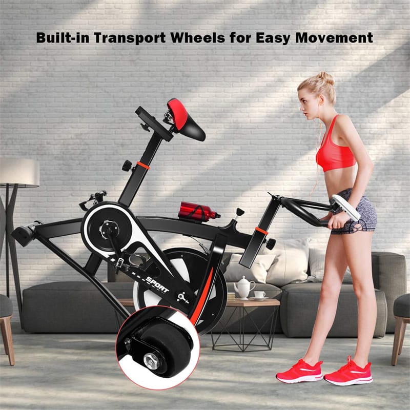 Adjustable Indoor Exercise Cycling Bike with LCD Electronic Meter, Heart Rate Sensor & Comfort Seat for Home Cardio, Gym Workout