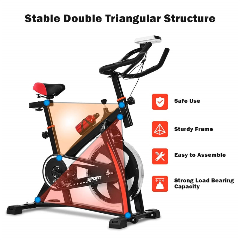 Adjustable Indoor Exercise Cycling Bike with LCD Electronic Meter, Heart Rate Sensor & Comfort Seat for Home Cardio, Gym Workout