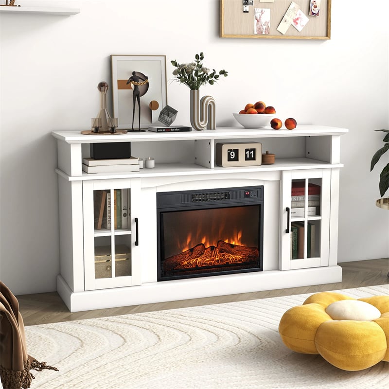 58" TV Console with 23" Fireplace Insert, Fireplace TV Stand for TVs up to 65 Inches, 1400W Electric Fireplace Heater
