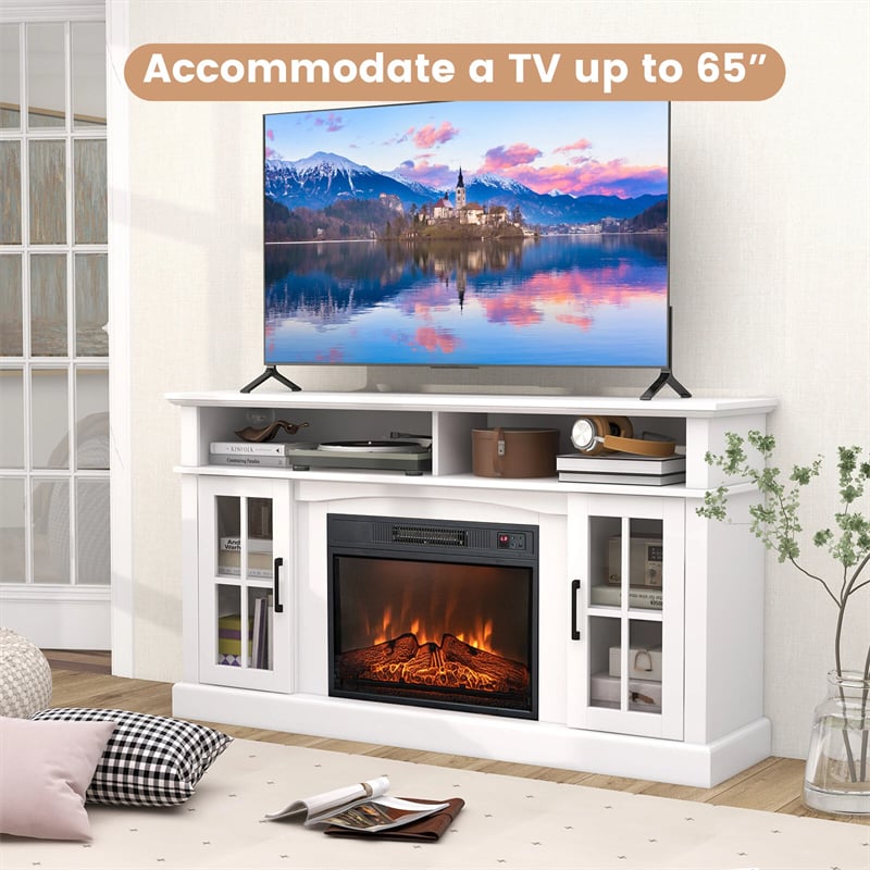 58" TV Console with 23" Fireplace Insert, Fireplace TV Stand for TVs up to 65 Inches, 1400W Electric Fireplace Heater
