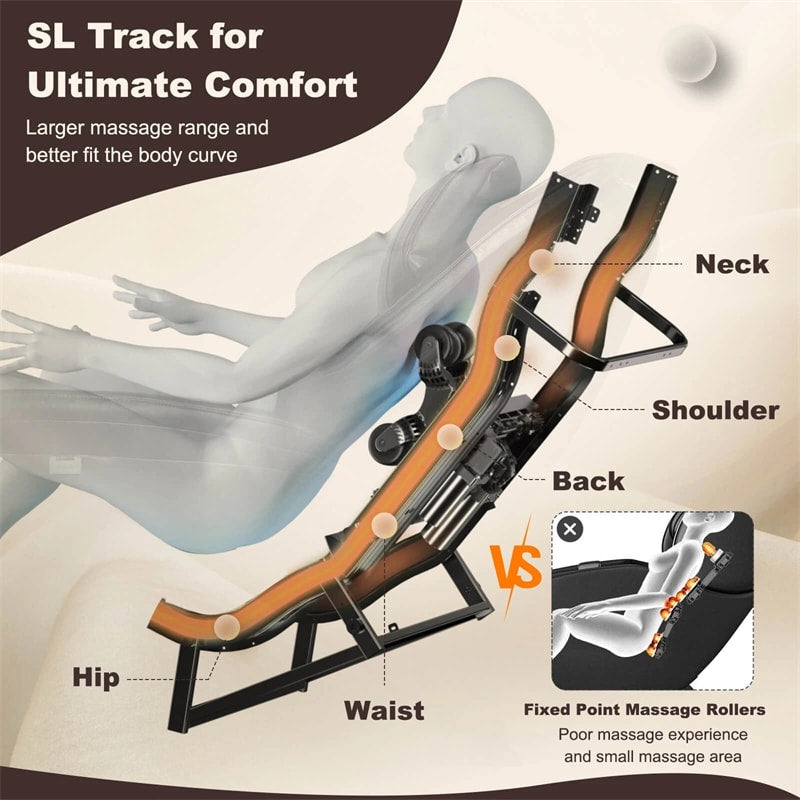 Full Body Zero Gravity Massage Chair SL Track Electric Massage Recliner with Heat, Pillow, Reversible Footrest & Automatic Shoulder Detection