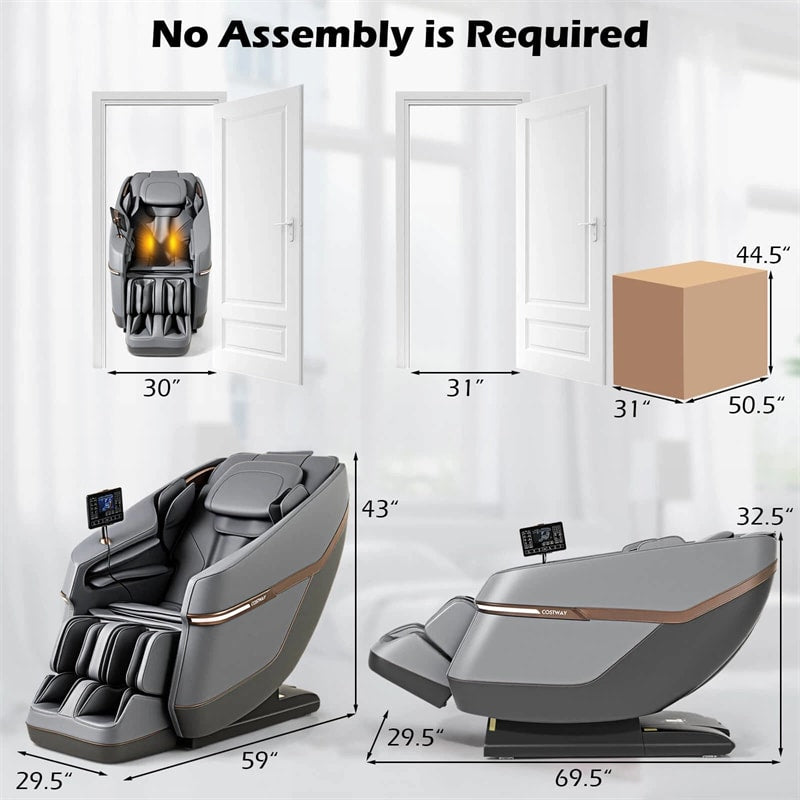 Full Body Zero Gravity Massage Chair, SL Track Massage Recliner with Airbags, Back & Waist Heater, Foot Rollers, Touch Screen, Auto Shoulder Scan