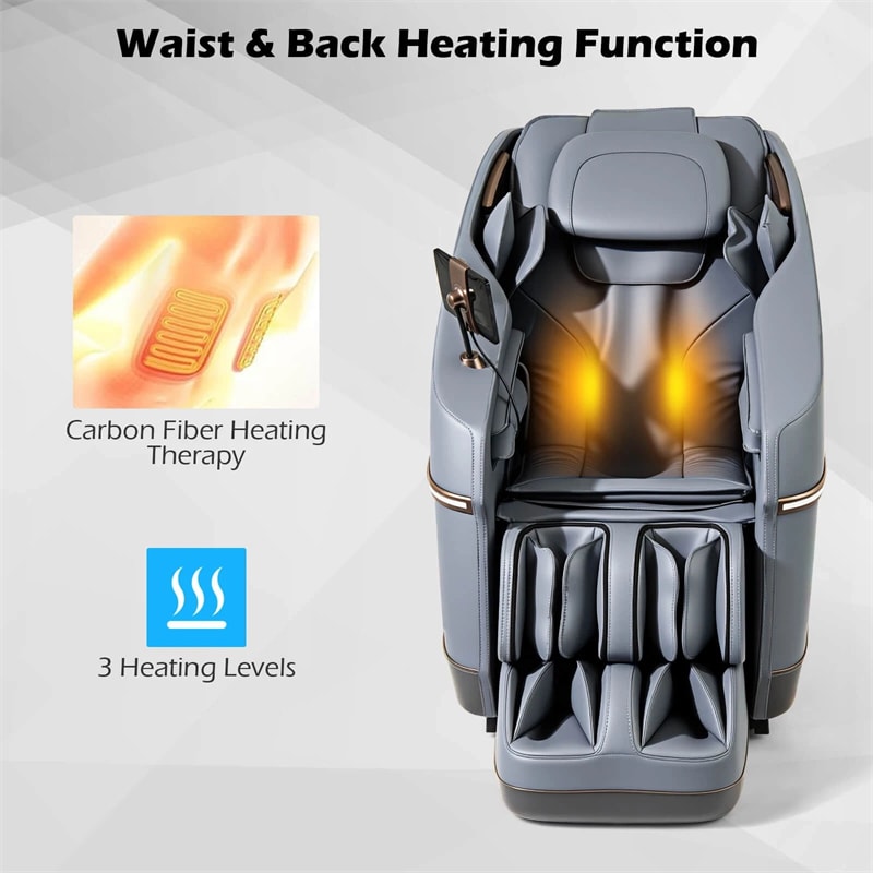 Full Body Zero Gravity Massage Chair, SL Track Massage Recliner with Airbags, Back & Waist Heater, Foot Rollers, Touch Screen, Auto Shoulder Scan