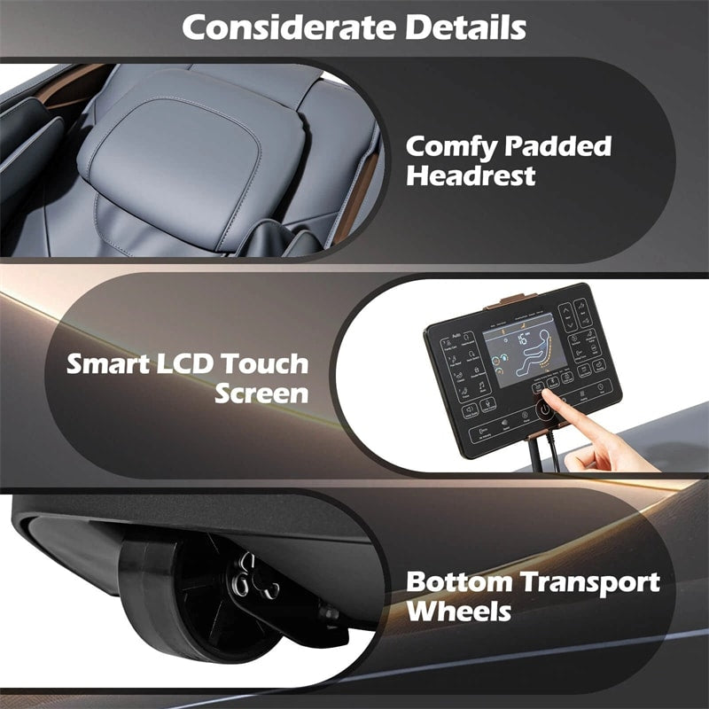 Full Body Zero Gravity Massage Chair, SL Track Massage Recliner with Airbags, Back & Waist Heater, Foot Rollers, Touch Screen, Auto Shoulder Scan