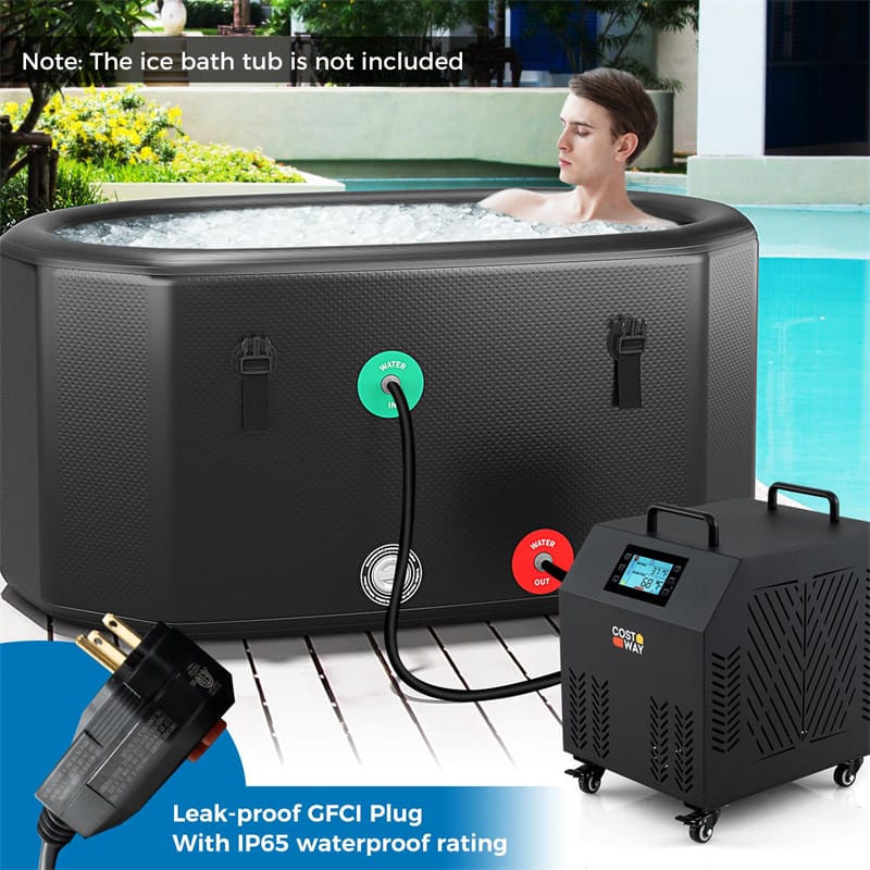 Ice Bath Chiller for Cold Plunge Tubs, 0.8HP Professional Cold Therapy Chiller with Wheels, WiFi App Control, Built-in Pump, 2 Filters & 3 Hoses