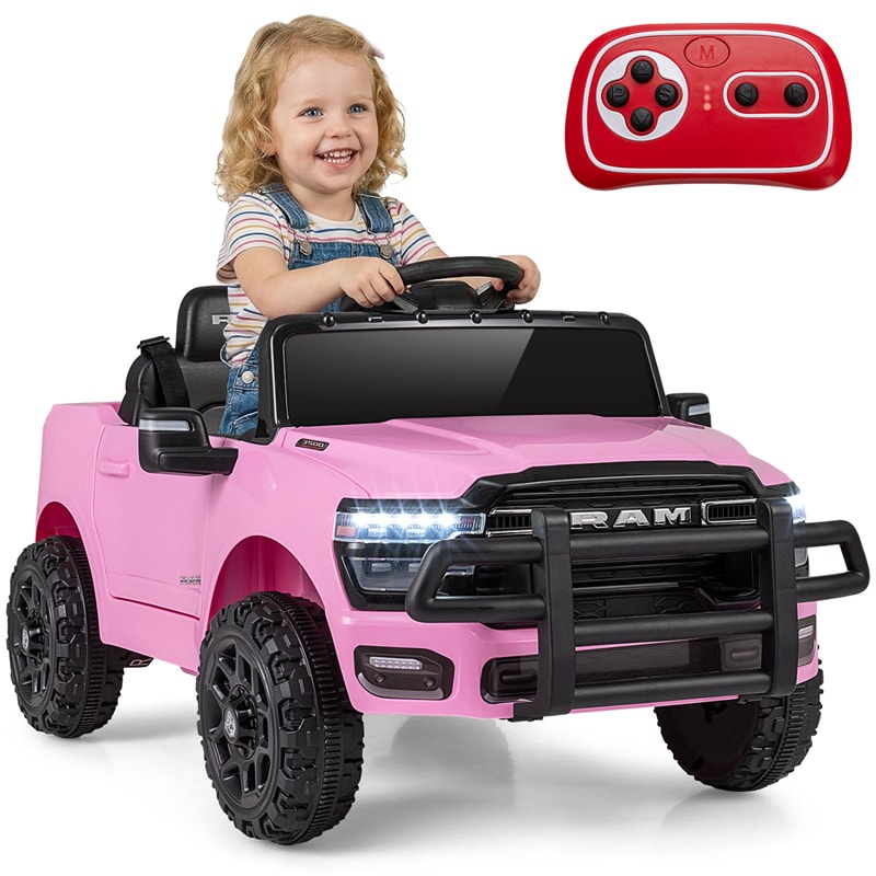 12V Kids Ride-On Truck Car Licensed RAM 3500 Electric Vehicle with Remote Control, Soft Start & LED Lights, Ride On Toy for Boys Girls Aged 3+